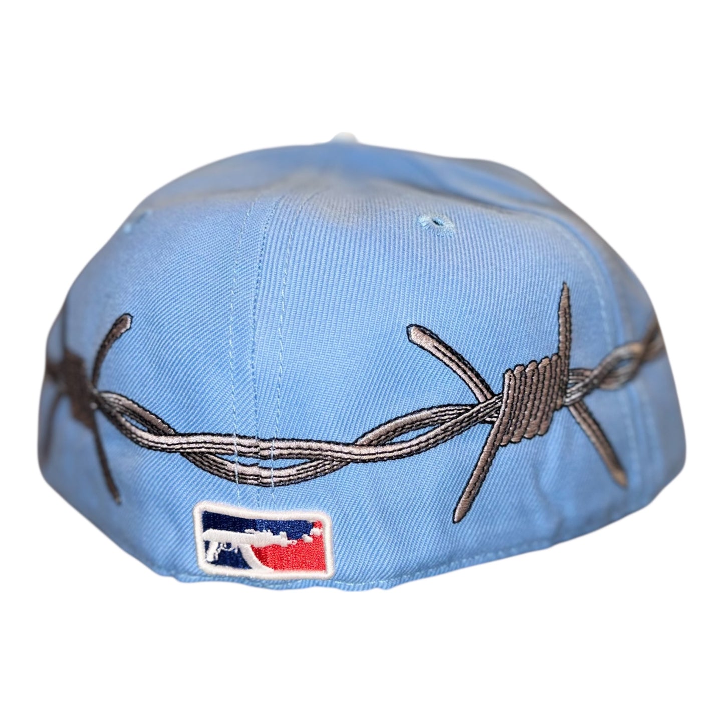 LOVE SUCKS BARBWIRE FITTED CAP in Powder Blue