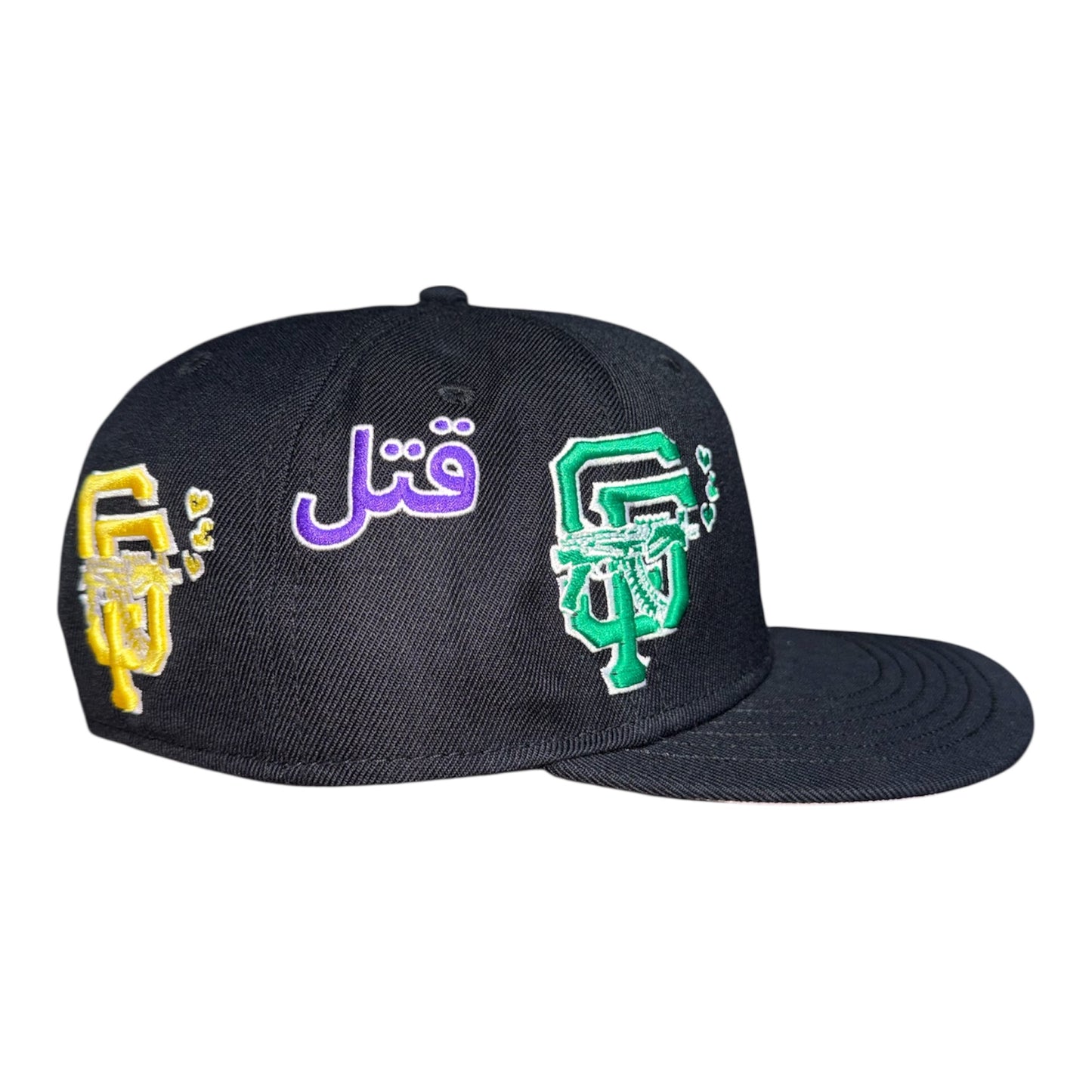 LOVE SUCKS Multi Logo Mardi Gras FITTED CAP in Black