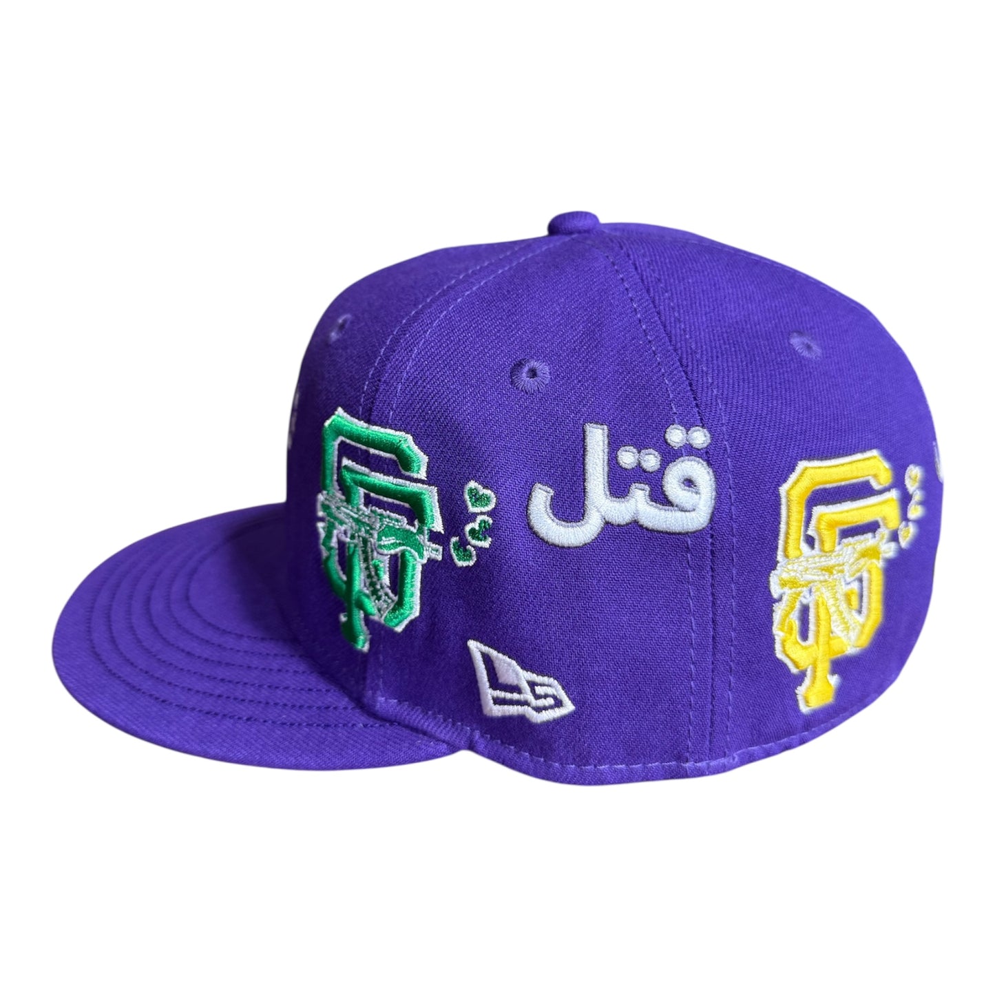 LOVE SUCKS Multi Logo Mardi Gras FITTED CAP in Purple
