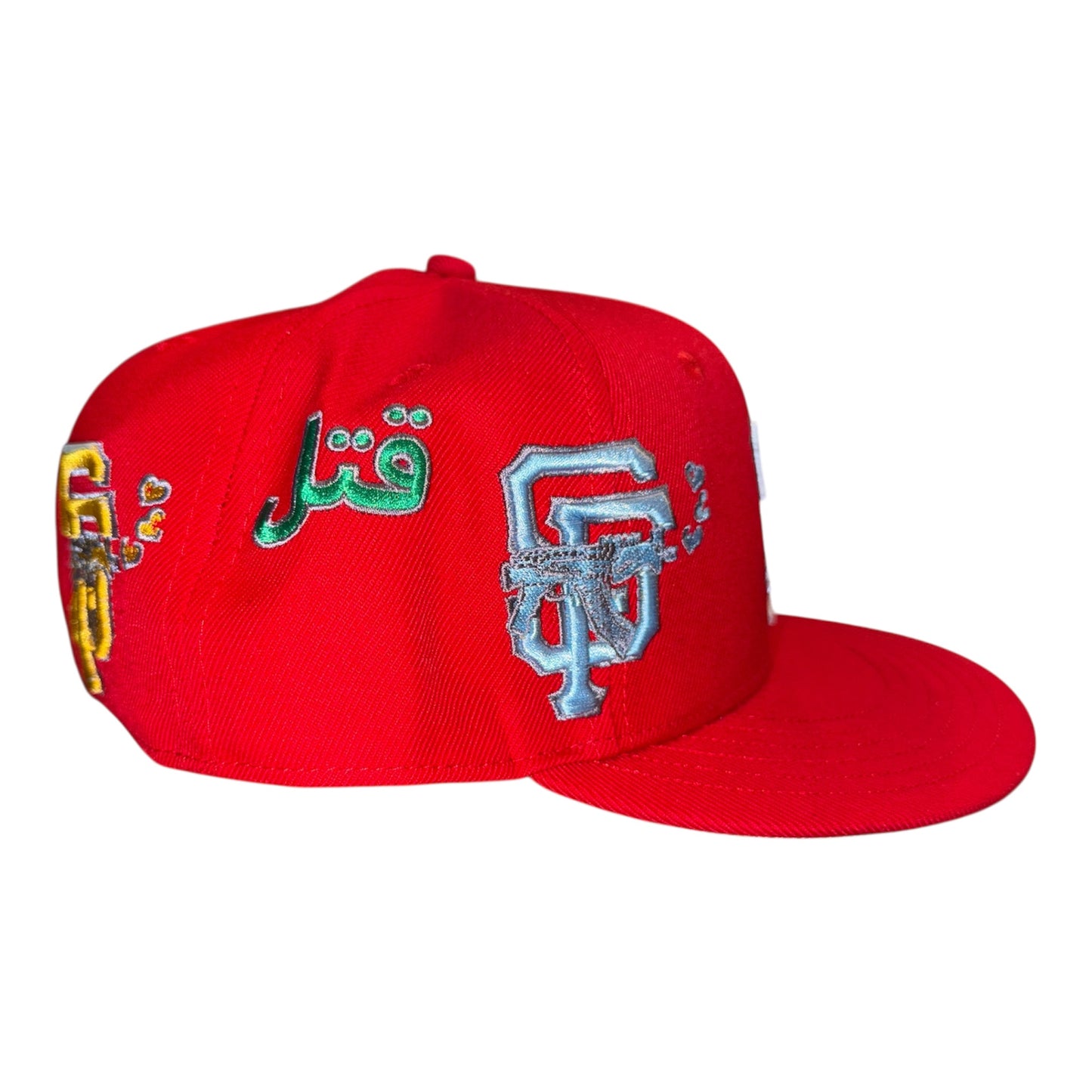 LOVE SUCKS Multi Logo FITTED CAP in Red