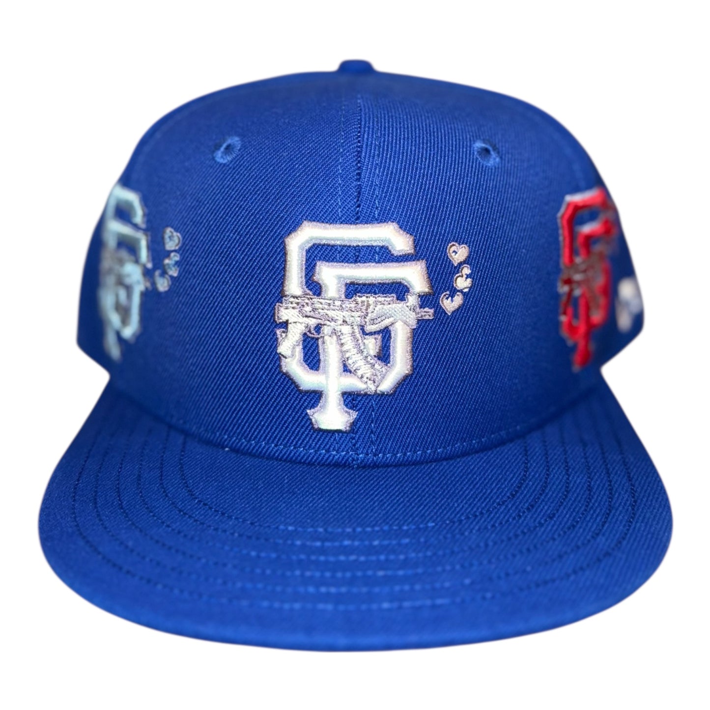 LOVE SUCKS Multi Logo FITTED CAP in Royal Blue