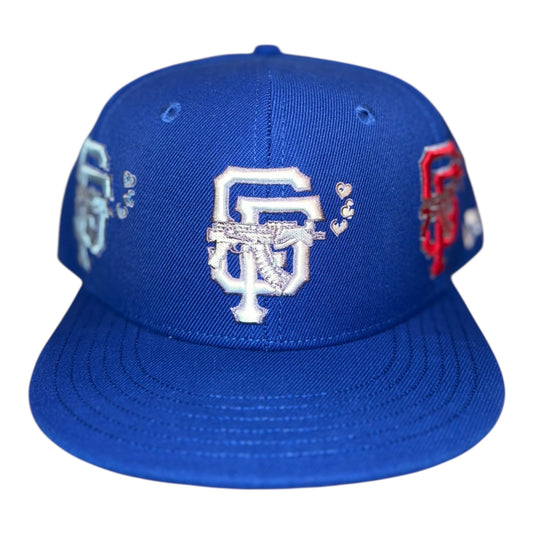 LOVE SUCKS Multi Logo FITTED CAP in Royal Blue