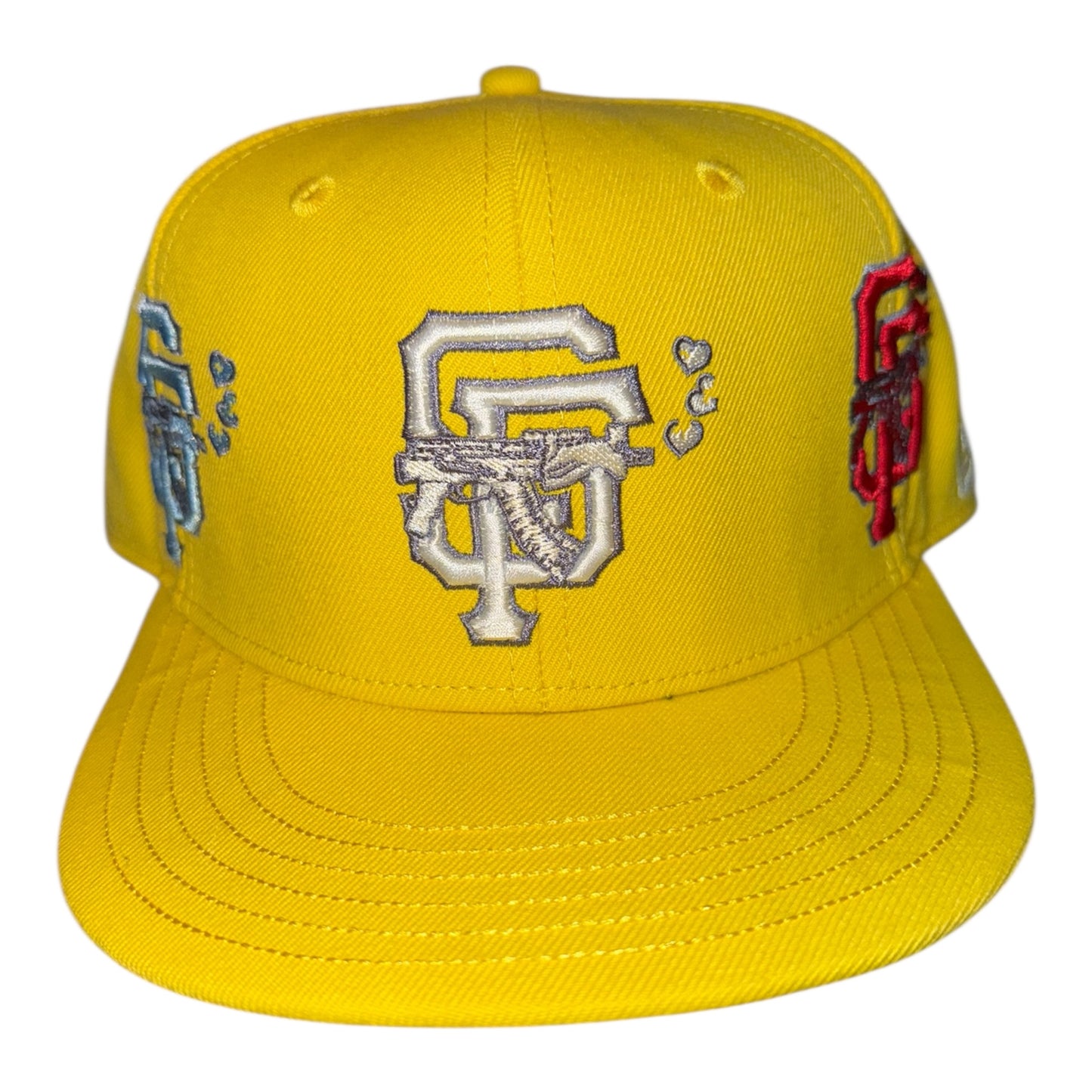 LOVE SUCKS Multi Logo FITTED CAP in Yellow