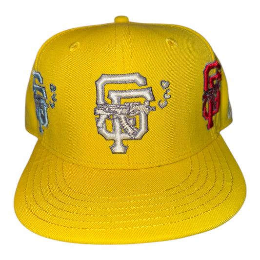LOVE SUCKS Multi Logo FITTED CAP in Yellow