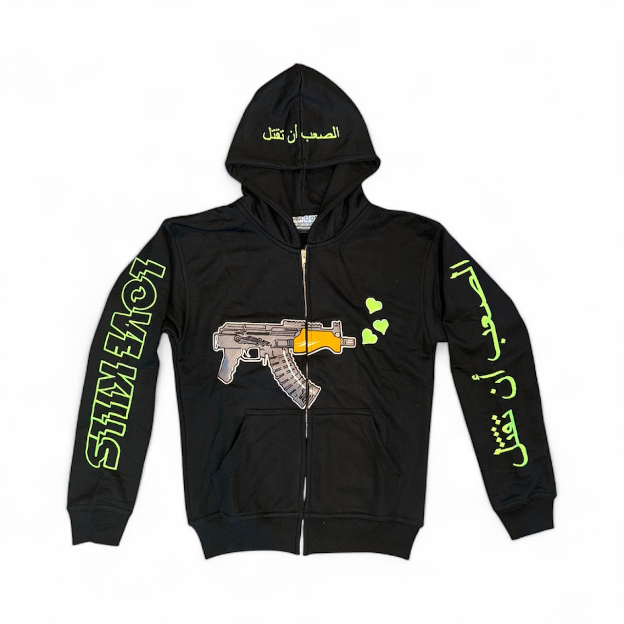 Logo Hoodie in Black with Slime Green limited edition HTK
