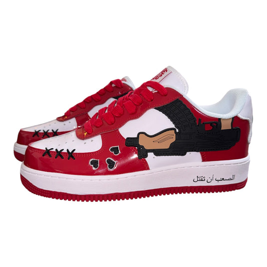 Red/white Paton leather purgers