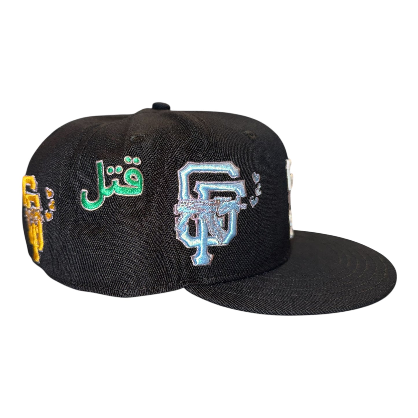 LOVE SUCKS Multi Logo FITTED CAP in Black