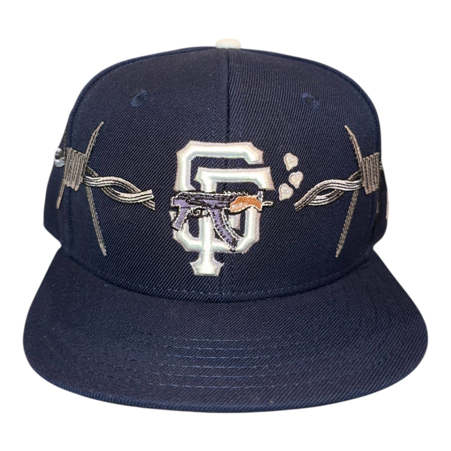 LOVE SUCKS BARBWIRE FITTED CAP in Navy Blue