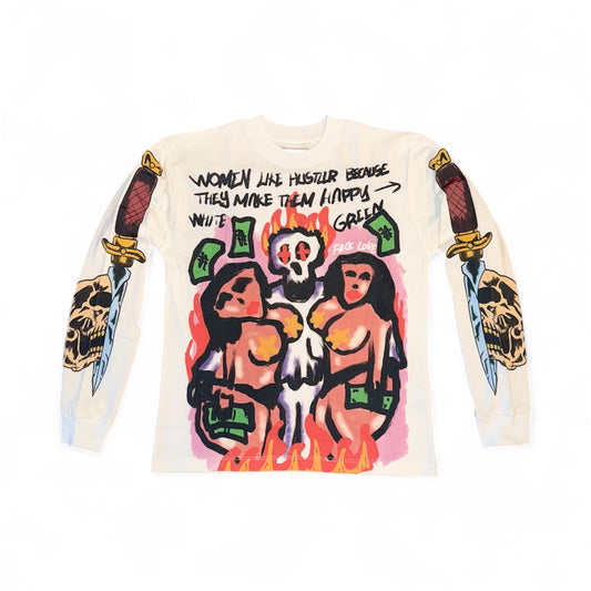 Graffiti LongSleeve T-Shirt in White/Multi