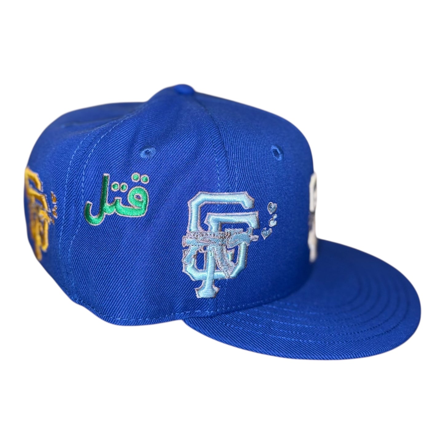 LOVE SUCKS Multi Logo FITTED CAP in Royal Blue