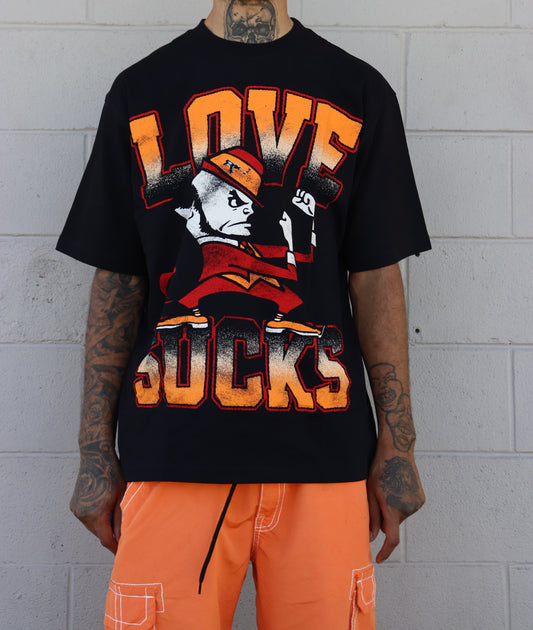 LOVE SUCKS PSYCH TEE in BLACK