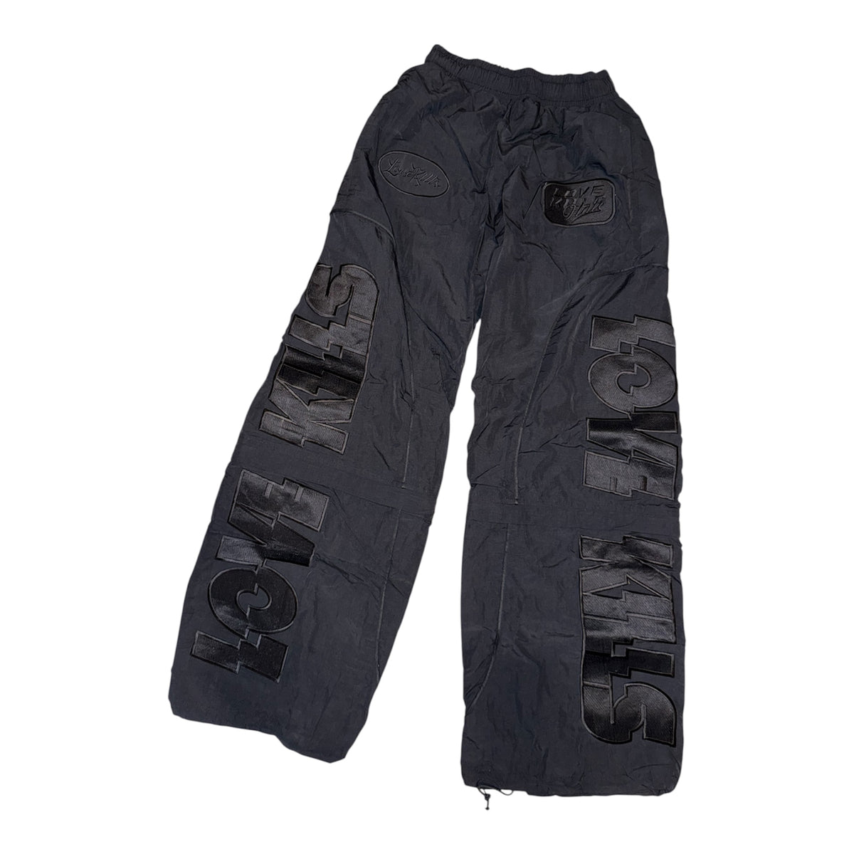 Triple black over sized nylon pants/shorts