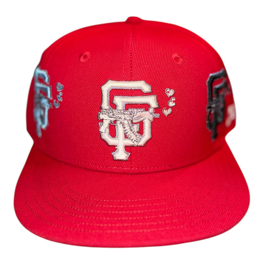 LOVE SUCKS Multi Logo FITTED CAP in Red