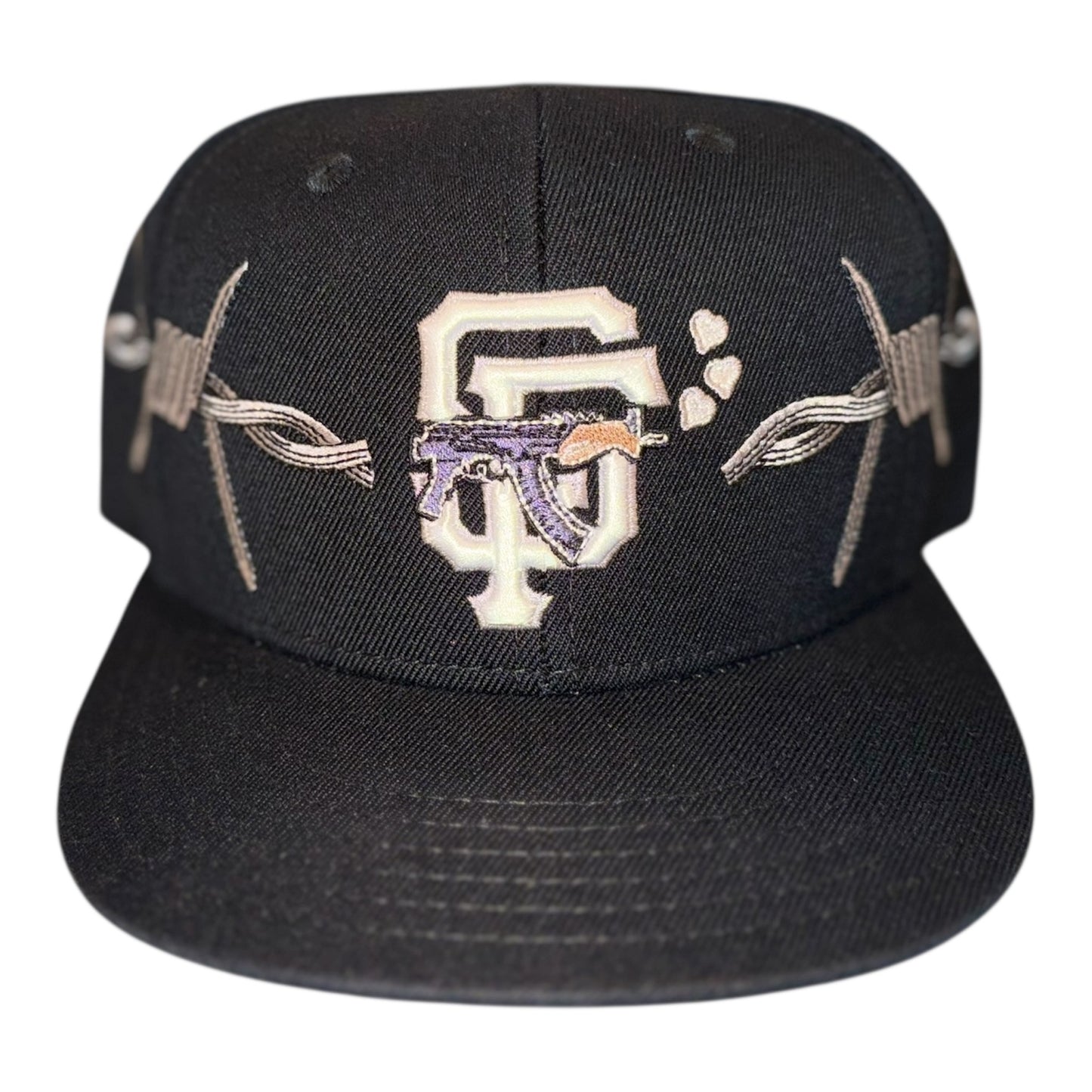 LOVE SUCKS BARBWIRE FITTED CAP in BLACK/WHITE