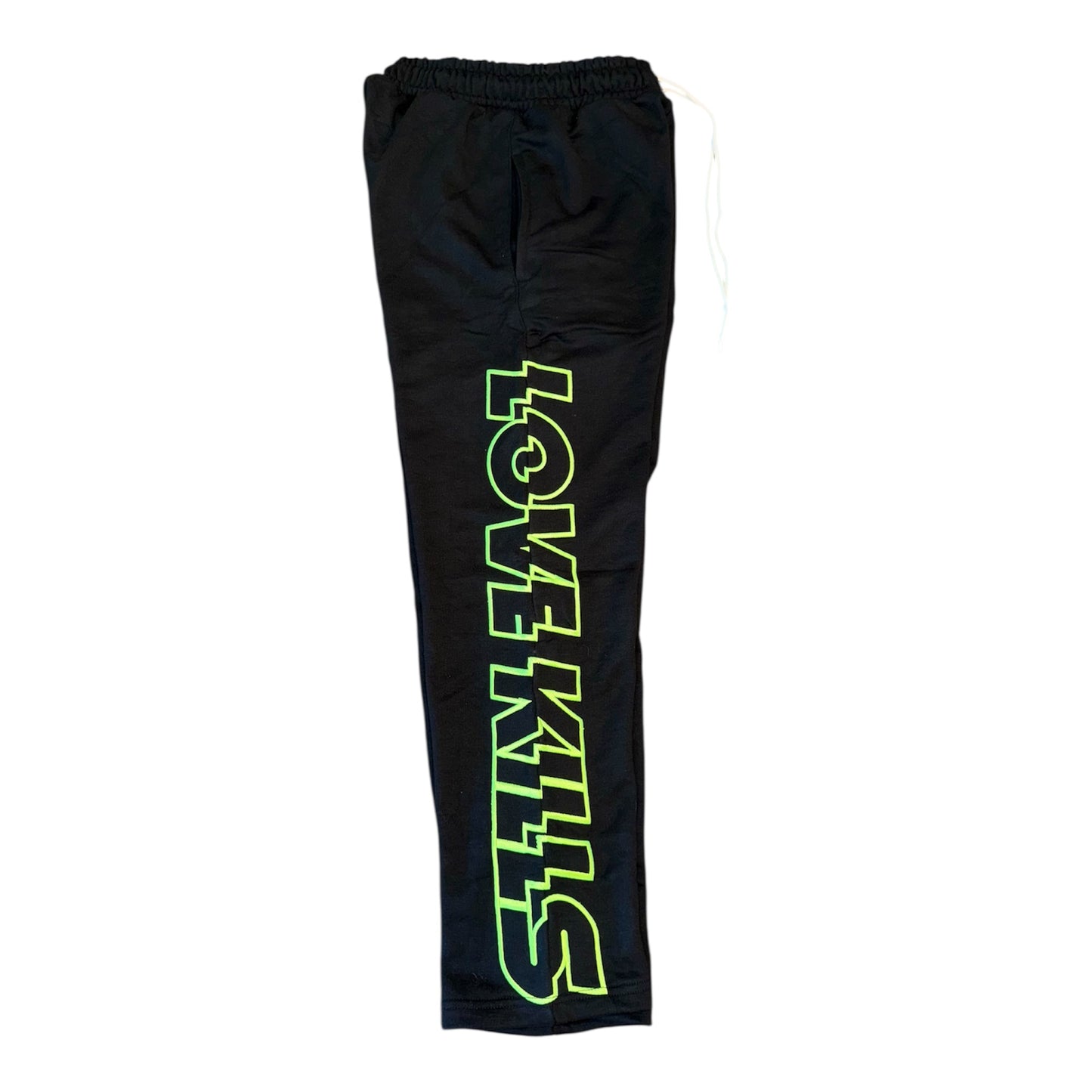 Logo Sweatpants in Black with Slime Green