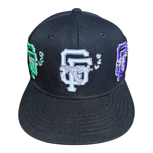 LOVE SUCKS Multi Logo Mardi Gras FITTED CAP in Black