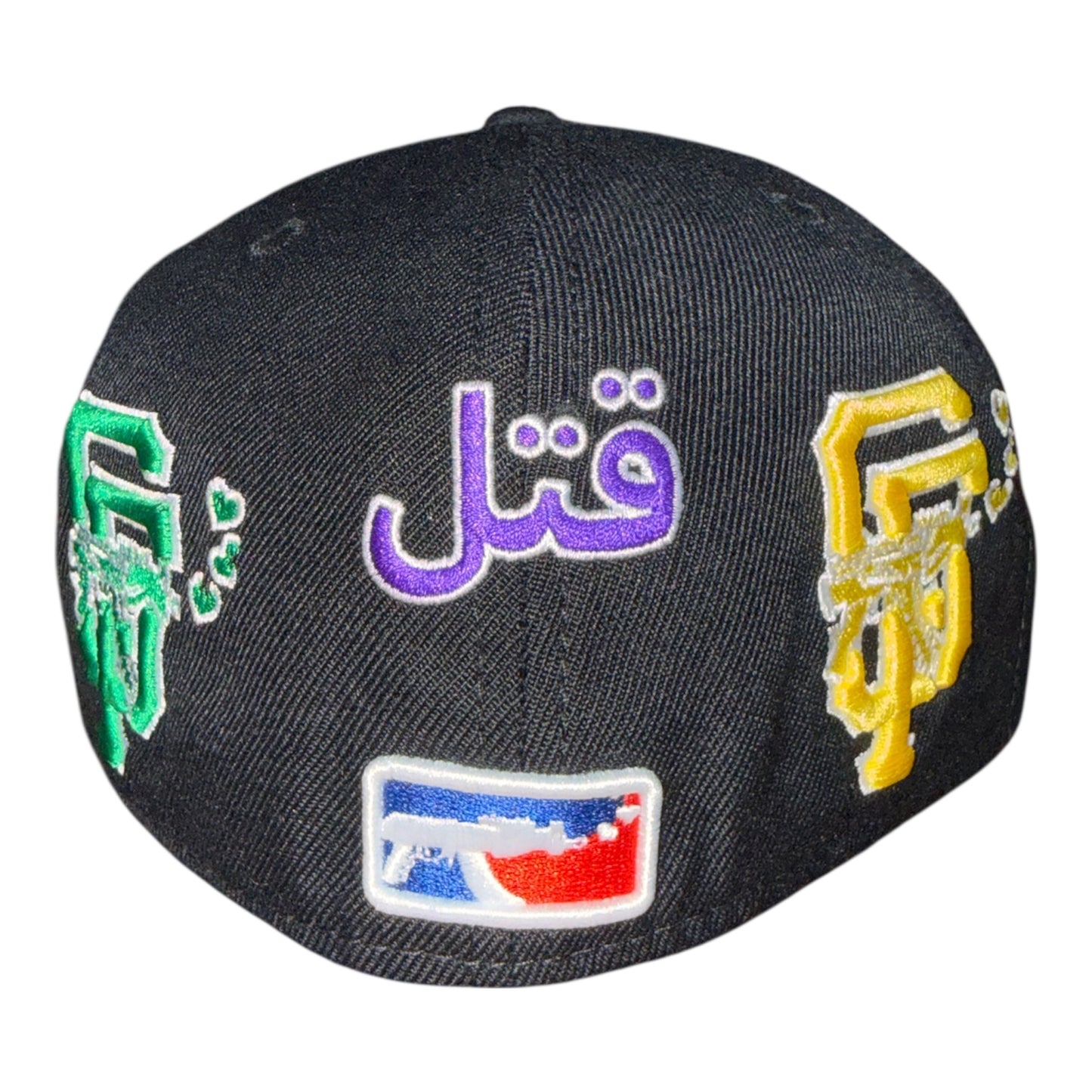 LOVE SUCKS Multi Logo Mardi Gras FITTED CAP in Black
