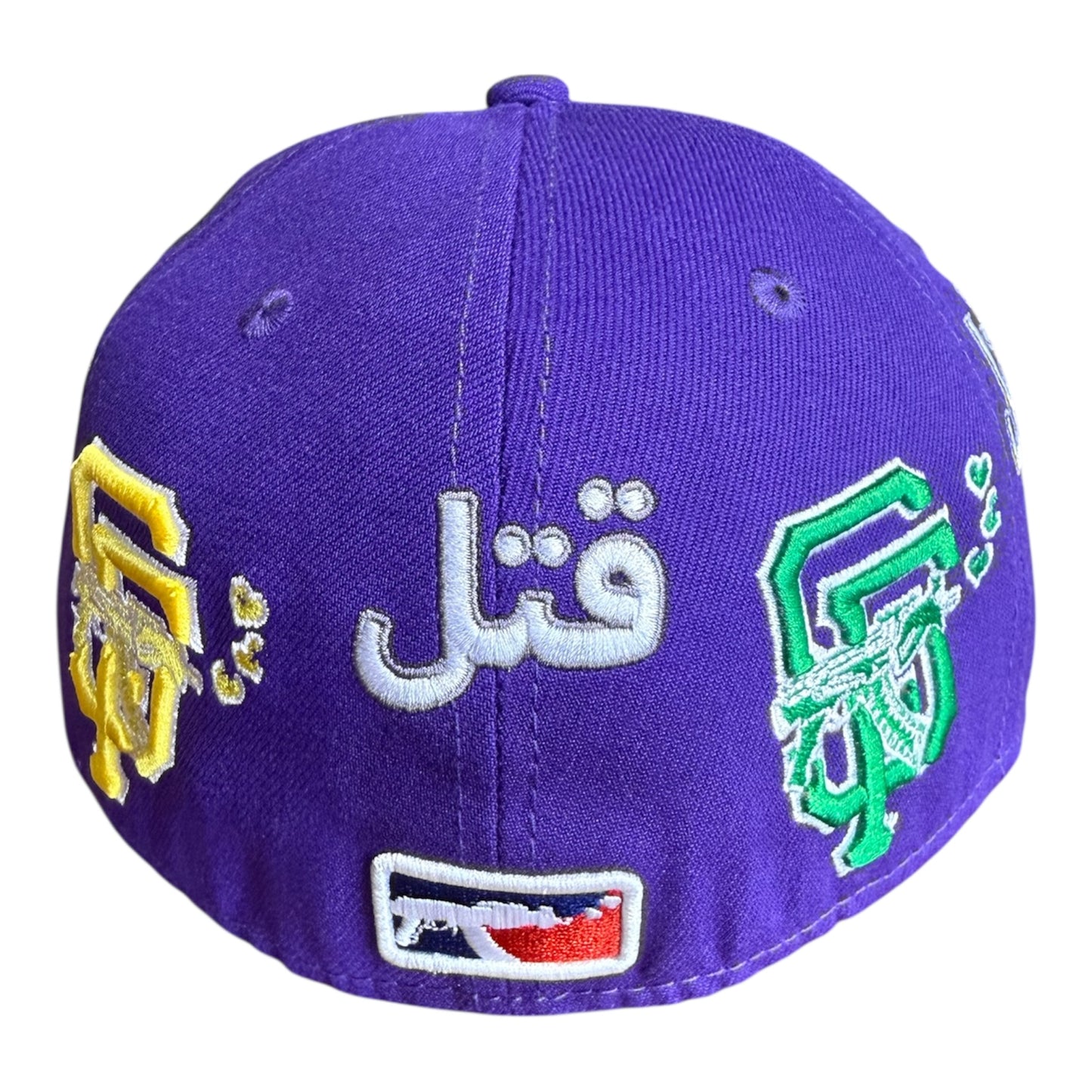 LOVE SUCKS Multi Logo Mardi Gras FITTED CAP in Purple