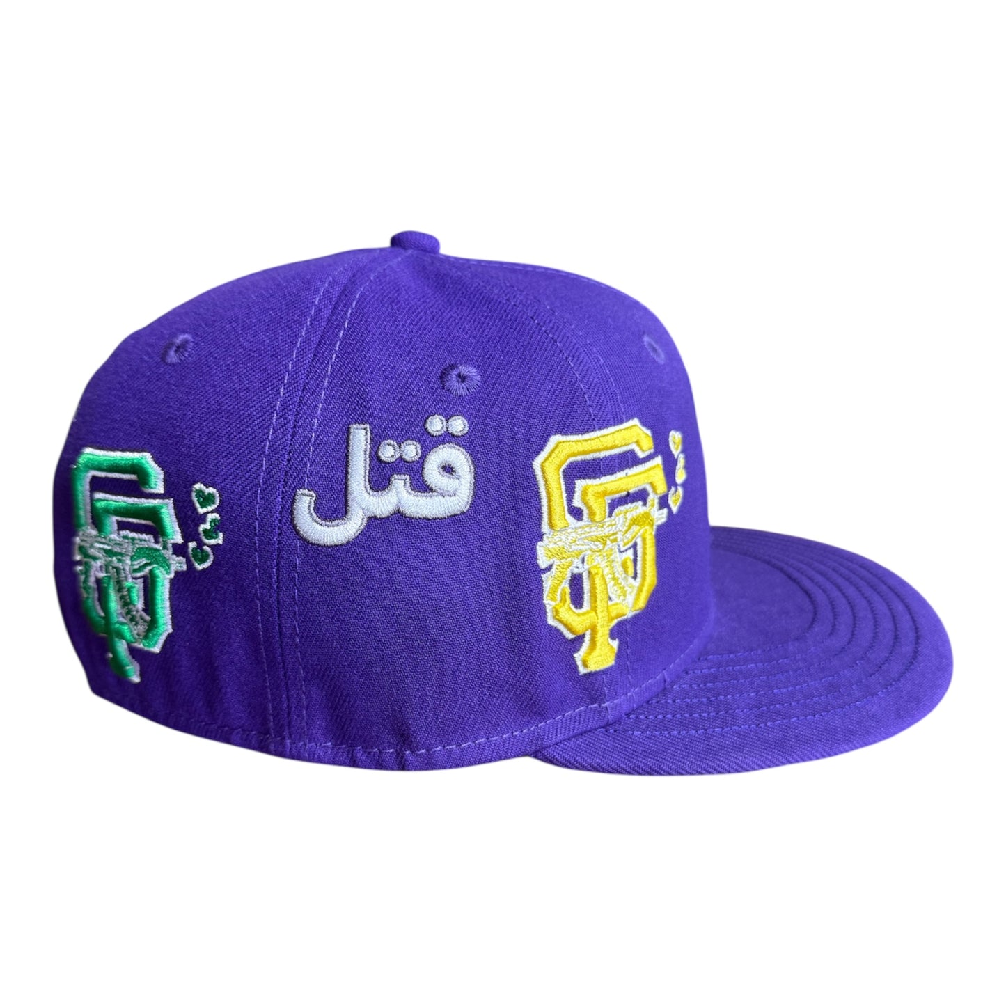 LOVE SUCKS Multi Logo Mardi Gras FITTED CAP in Purple