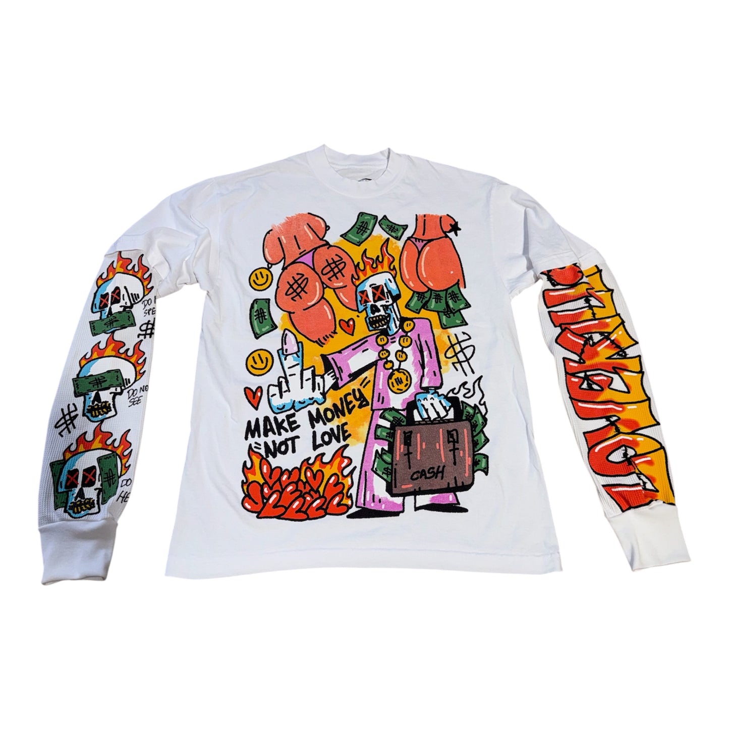 Graffiti Double LongSleeve T-Shirt in White/Multi