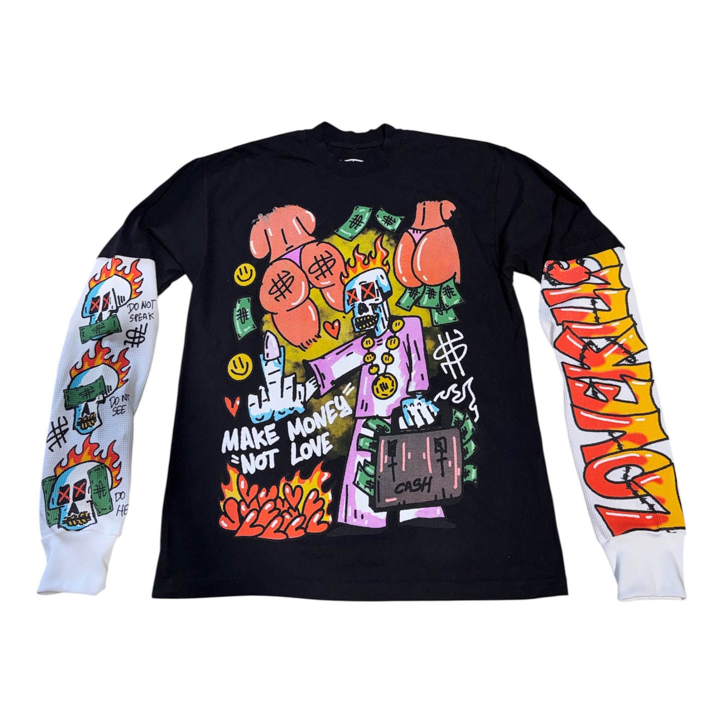 Graffiti Double LongSleeve T-Shirt in Black/Multi