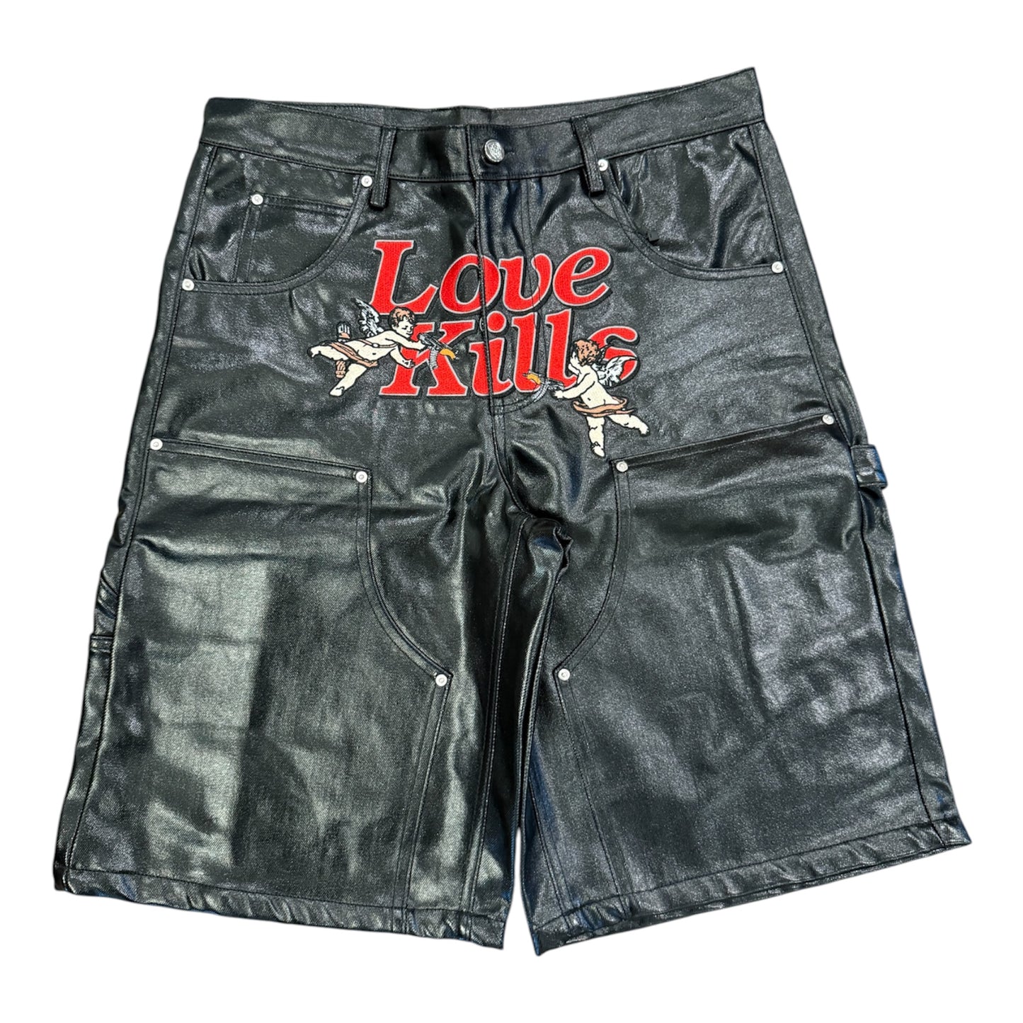 Black wax denim jorts