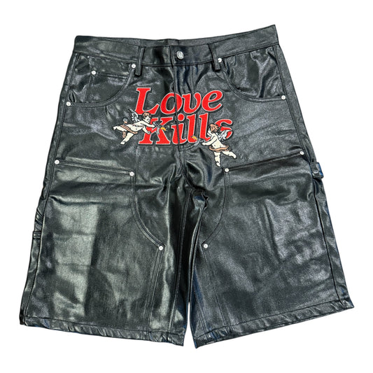 Black wax denim jorts