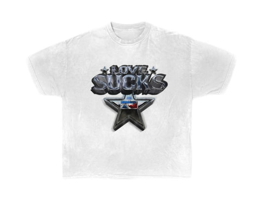 LOVE SUCKS x Liquid Metal Tee in White