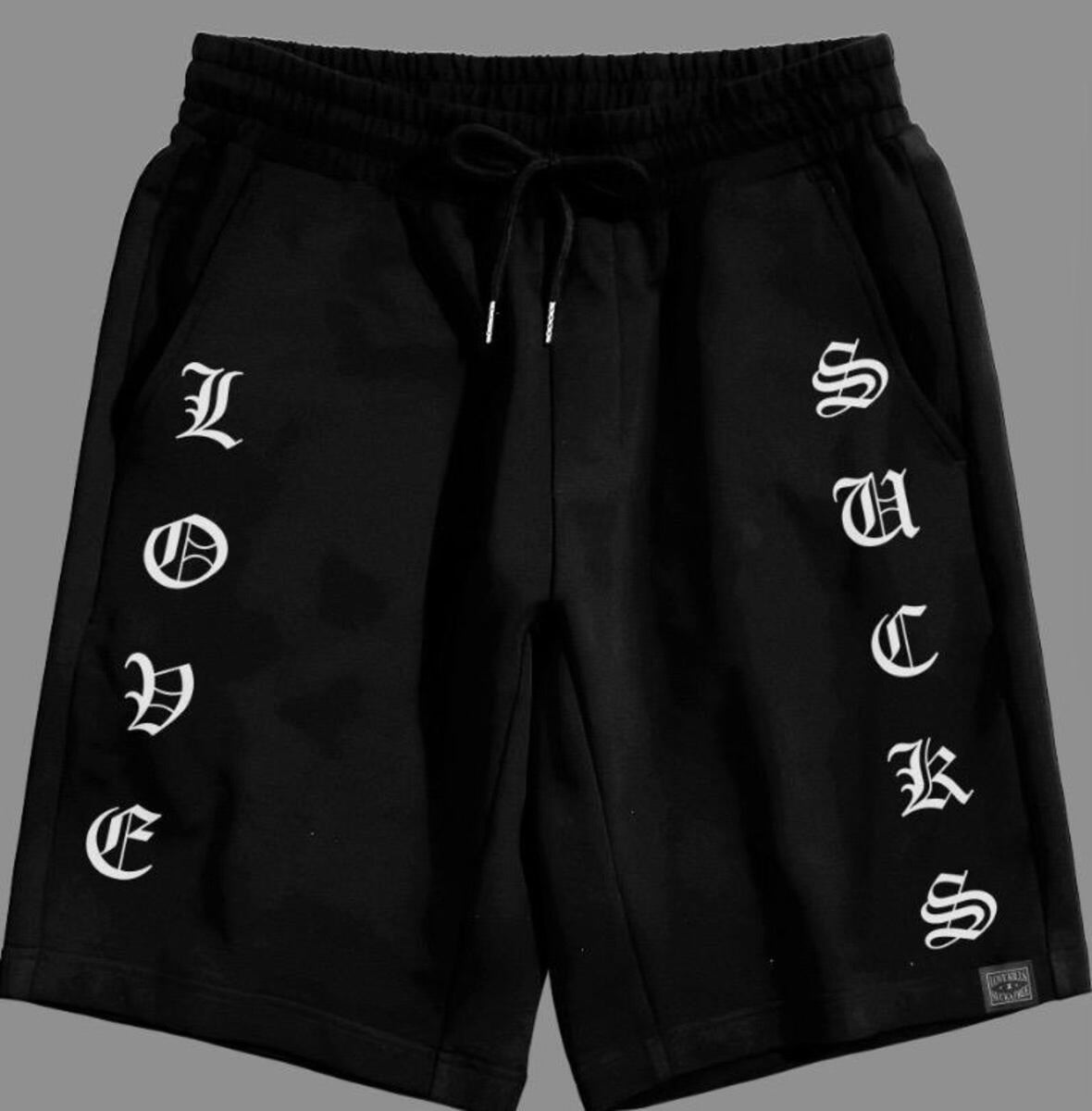 Love Sucks Shorts in Black