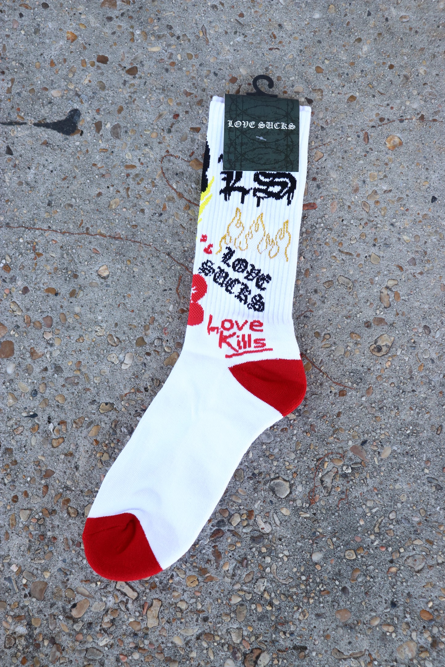 LOVE SUCKS SOCK in WHITE