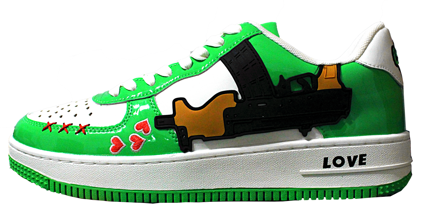 LoveKills "Purgers" Patent Leather Green/White